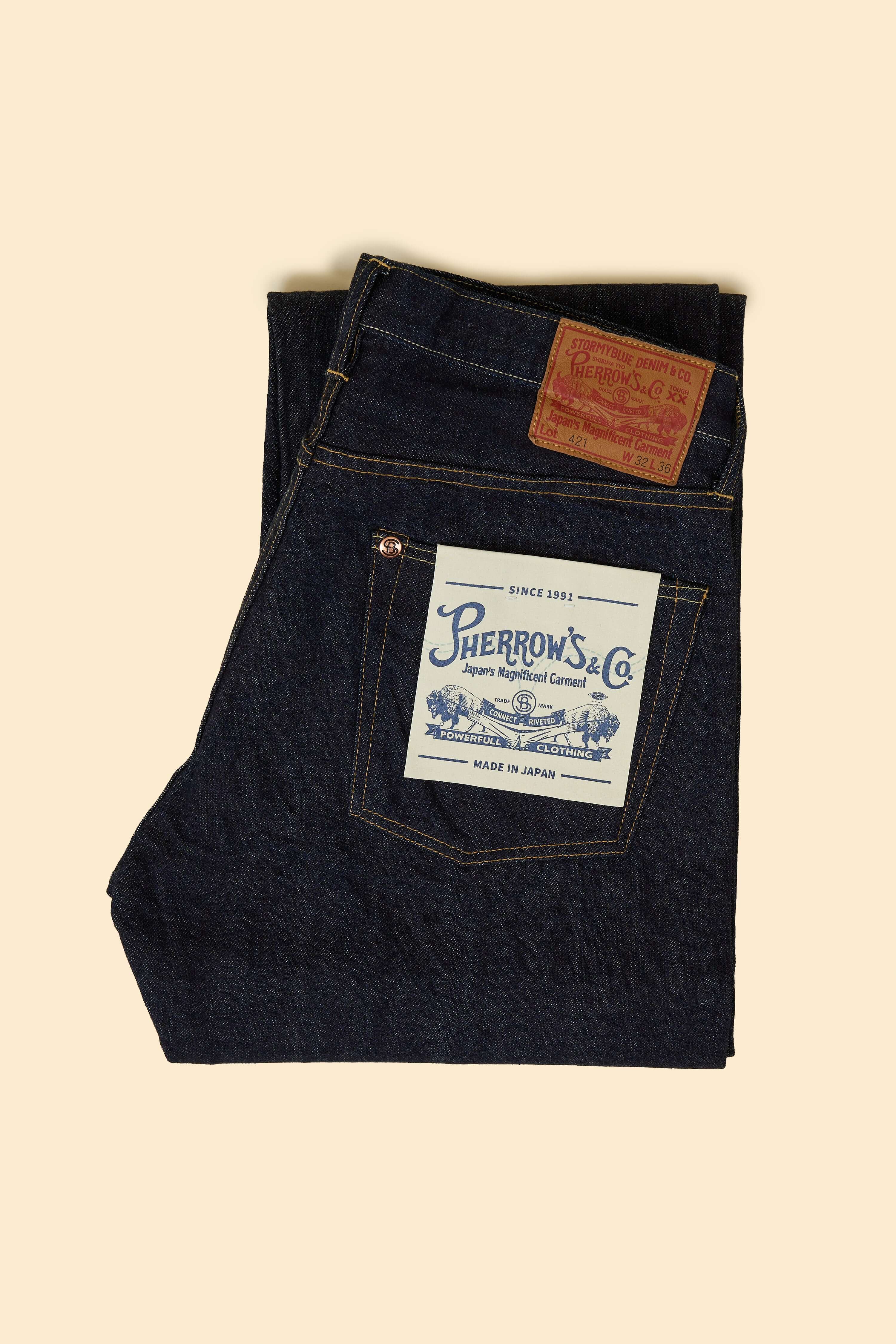 Pherrow's 421SW Wide Straight Selvedge Denim - 13.5oz