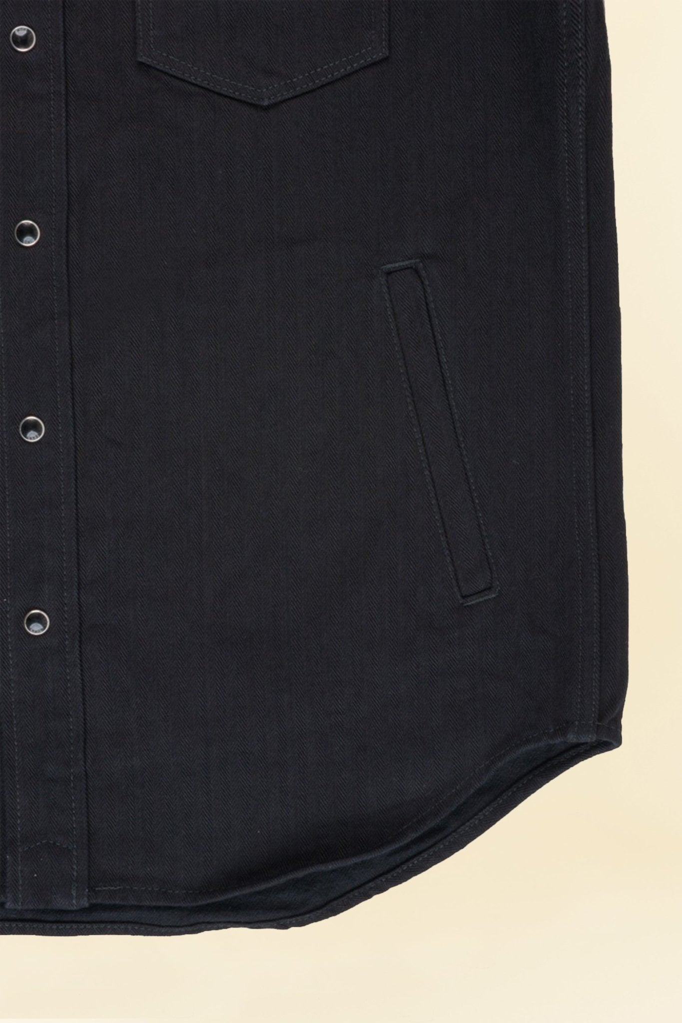 Iron Heart 14oz Herringbone CPO Western Shirt - Black - Iron Heart - URAHARA