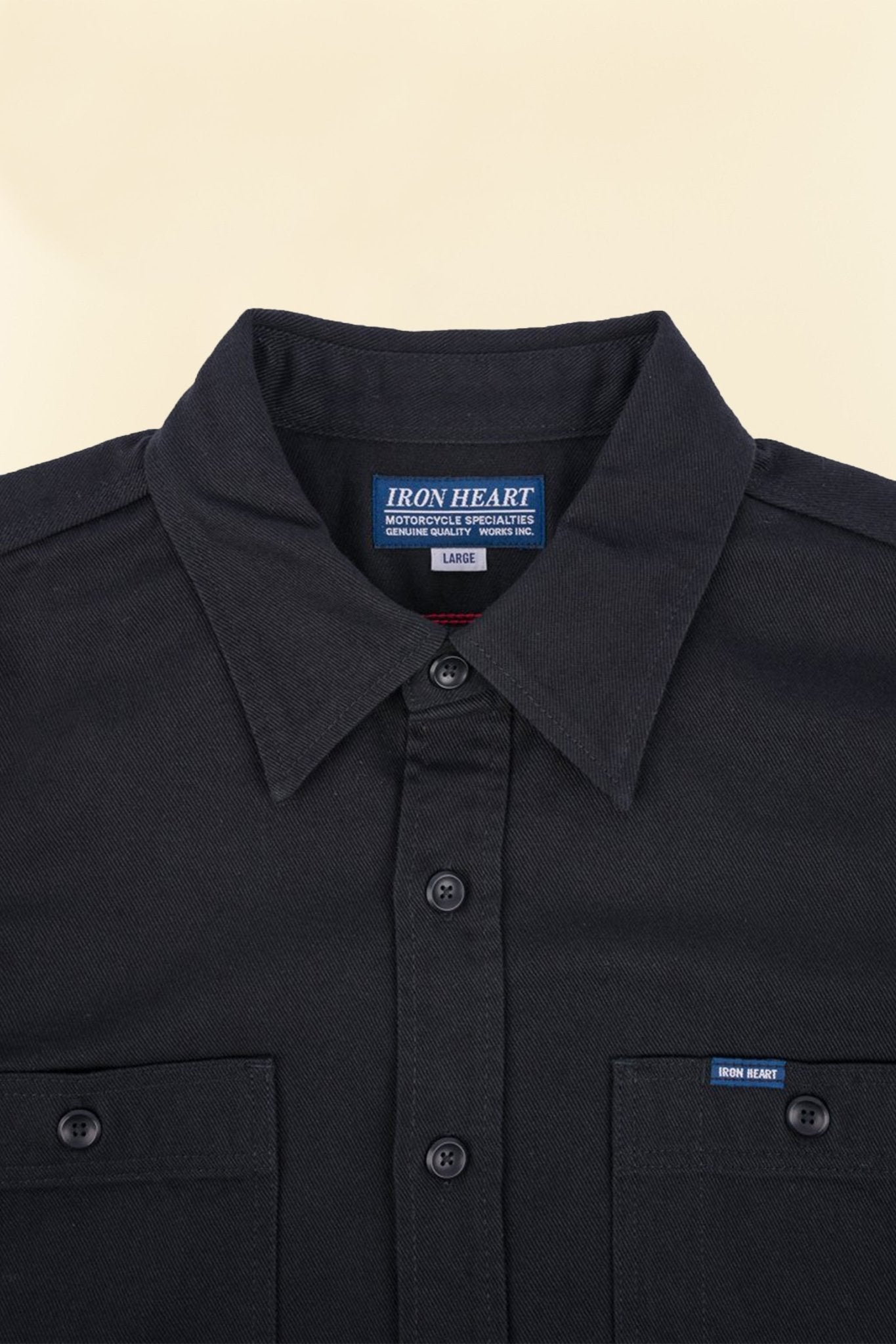 Iron Heart 9oz Cotton Linen Work Shirt - Black - Iron Heart - URAHARA