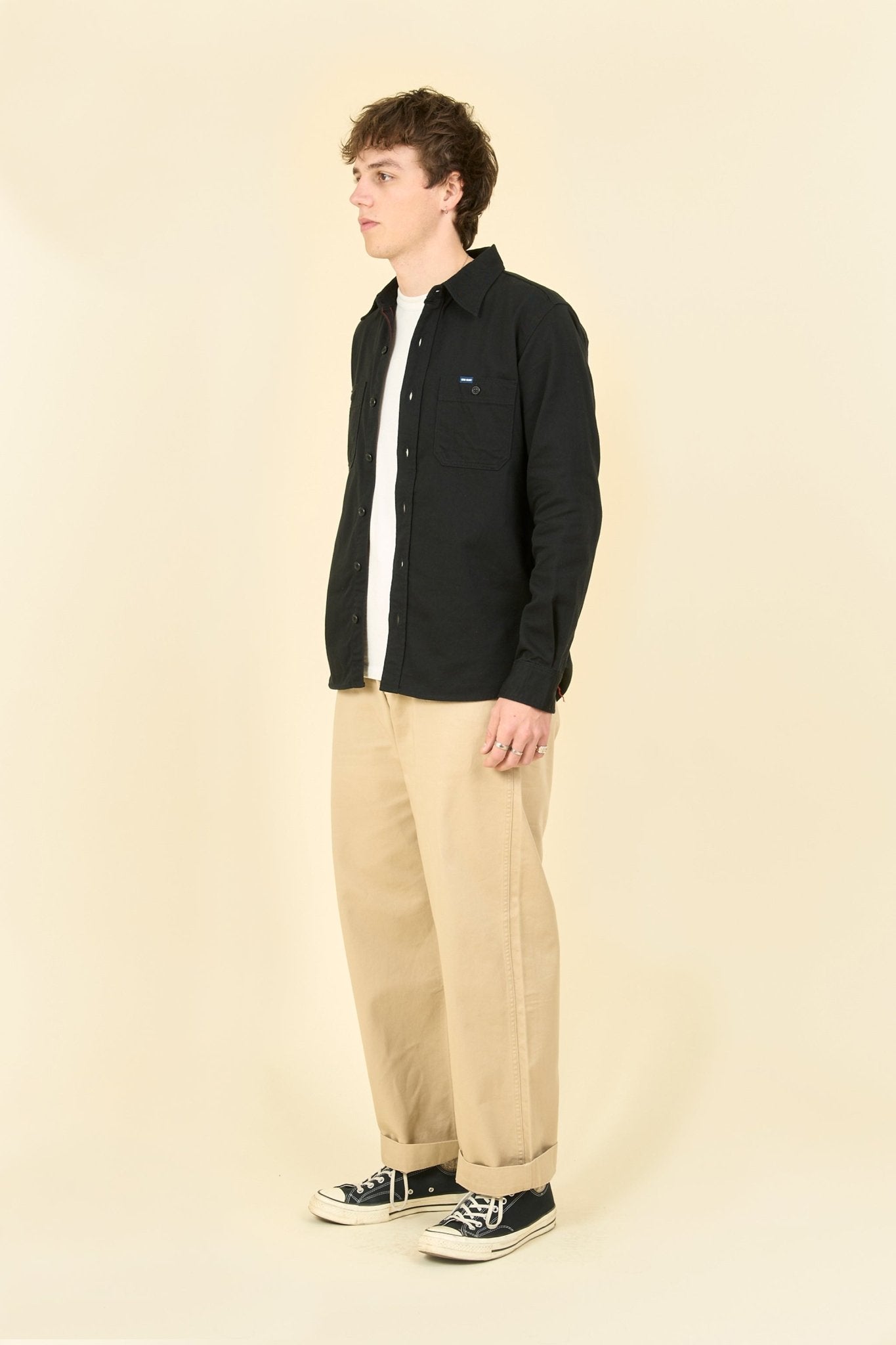Iron Heart 9oz Cotton Linen Work Shirt - Black - Iron Heart - URAHARA