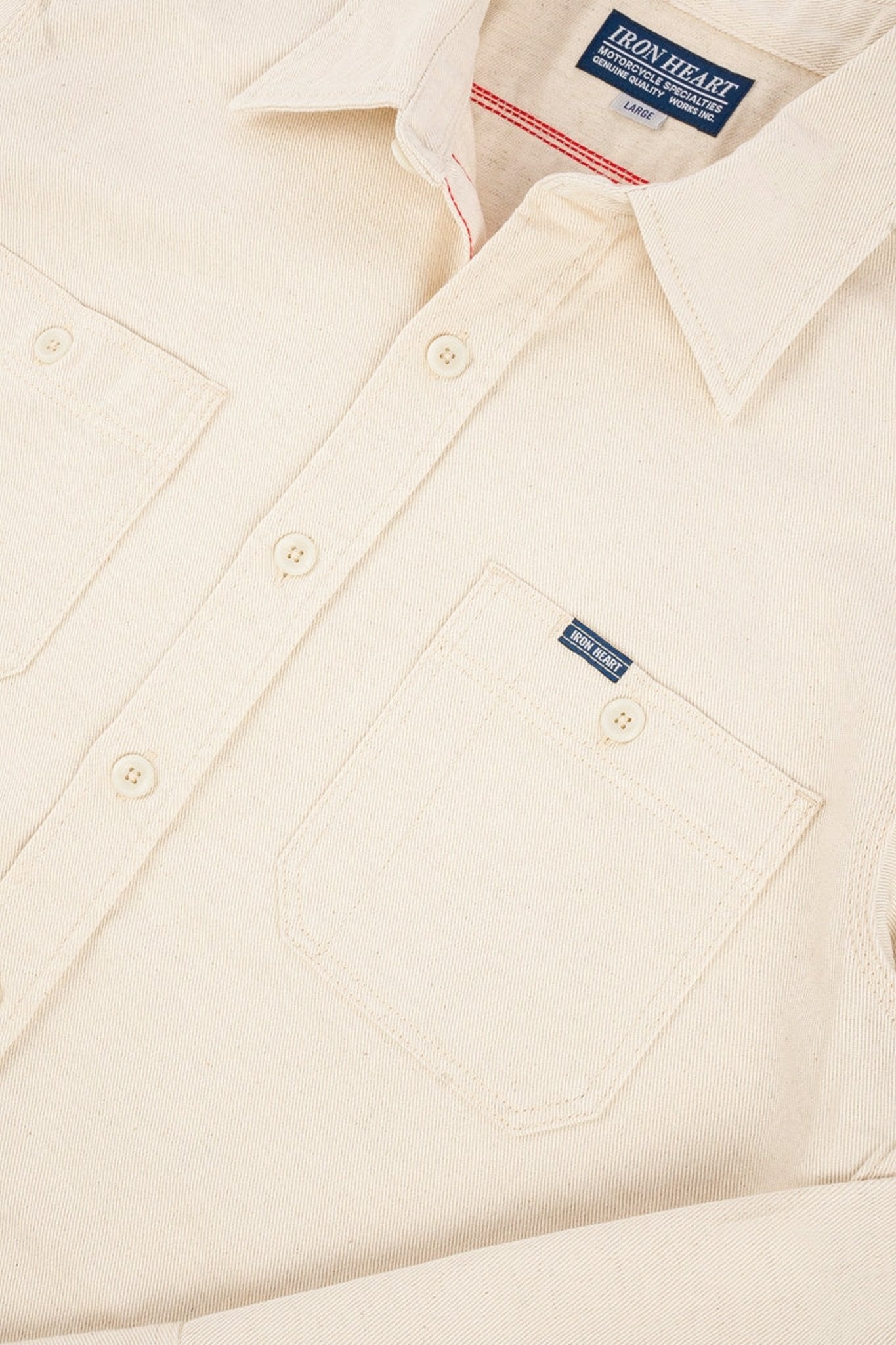 Iron Heart 9oz Cotton Linen Work Shirt - Off White - Iron Heart - URAHARA
