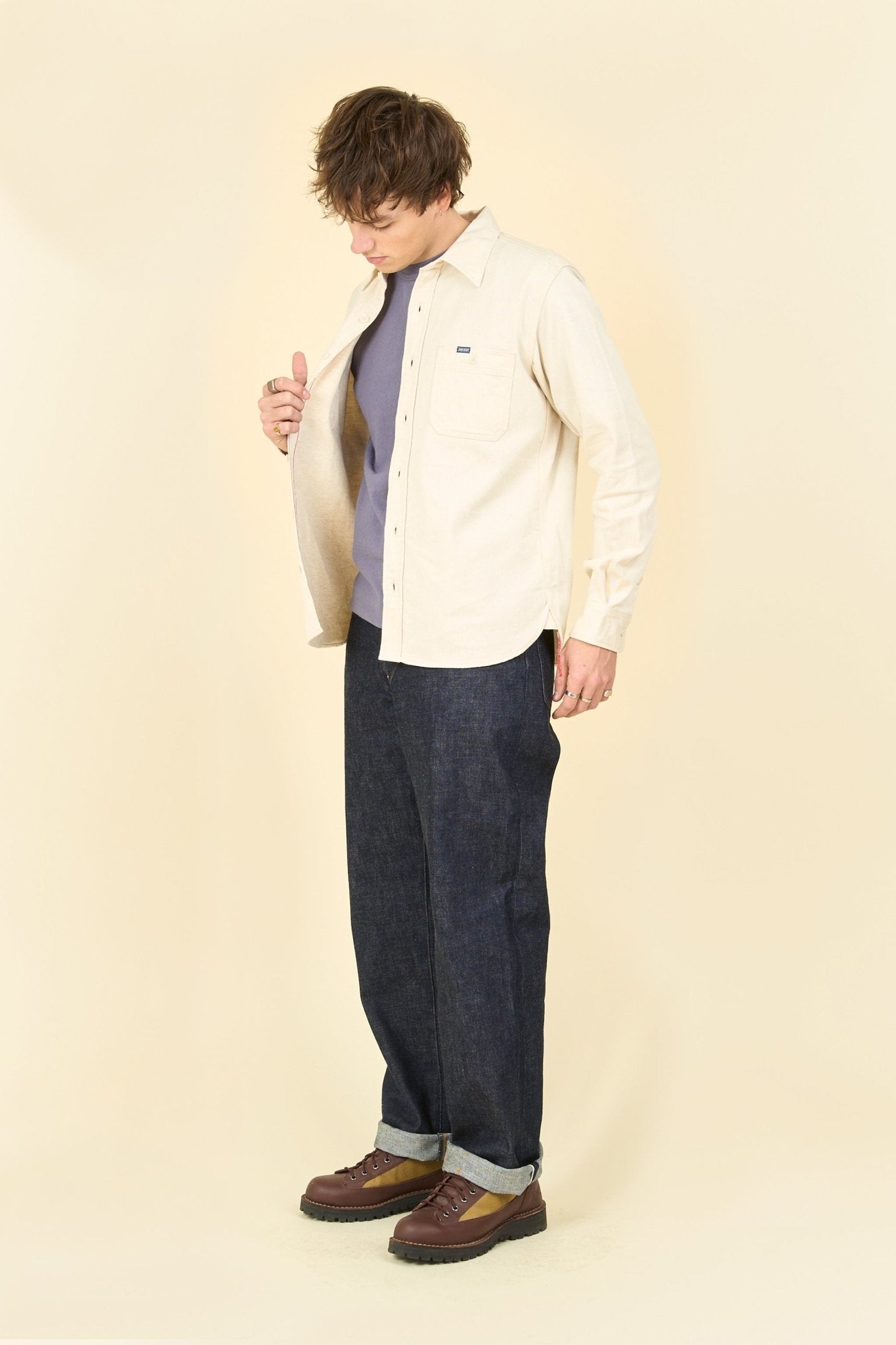 Iron Heart 9oz Cotton Linen Work Shirt - Off White - Iron Heart - URAHARA
