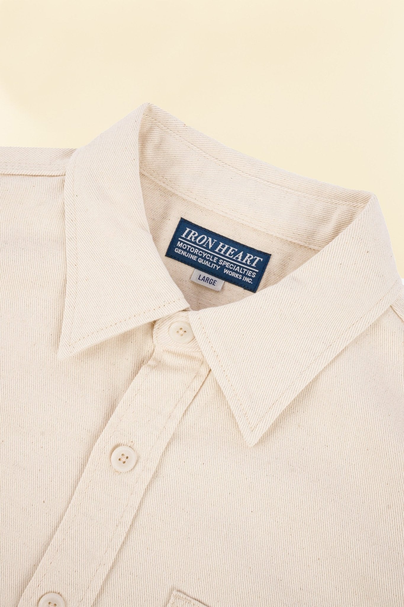 Iron Heart 9oz Cotton Linen Work Shirt - Off White - Iron Heart - URAHARA