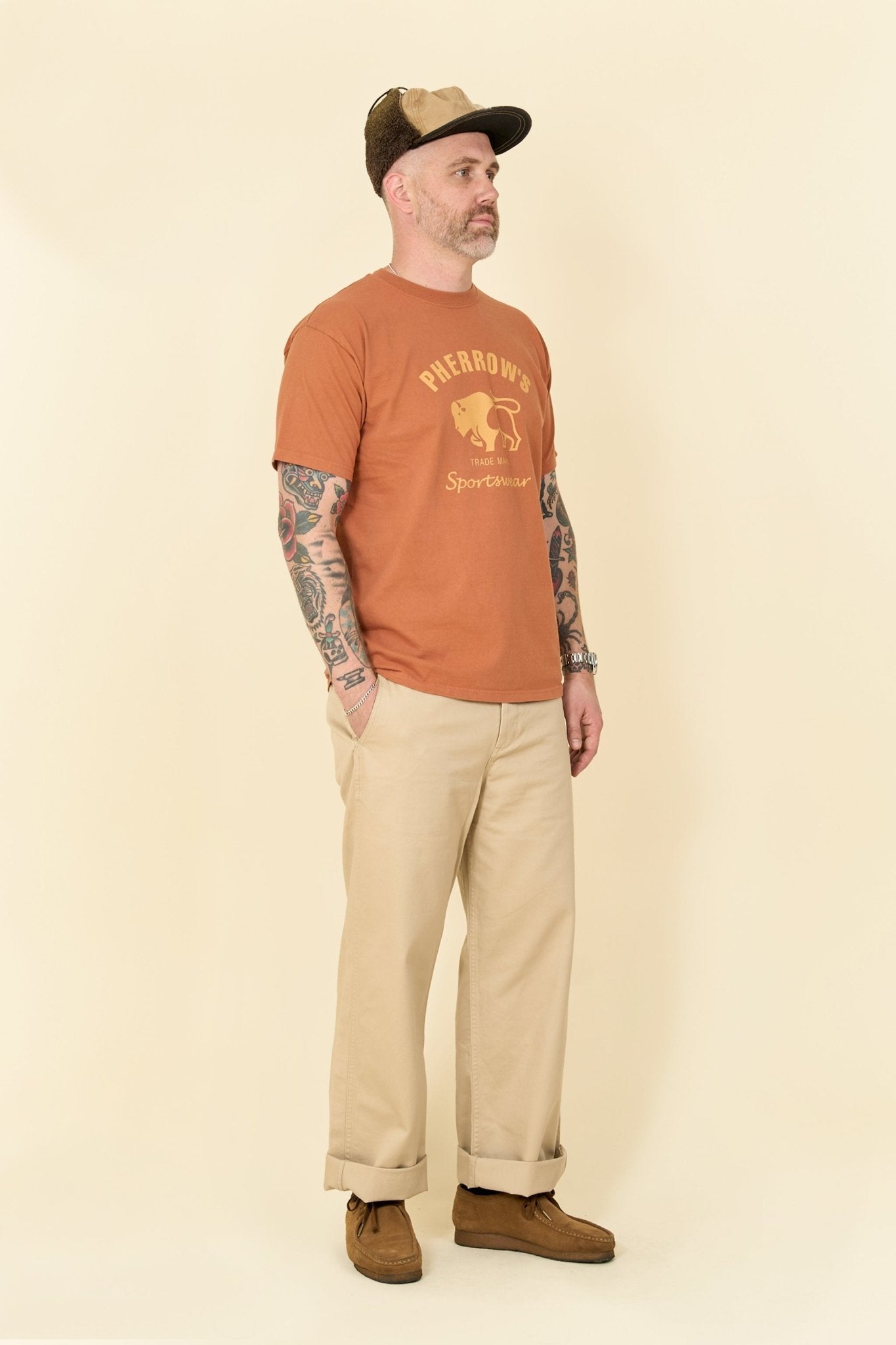 Pherrow's Classic Buffalo Print T-Shirt - Orange - Pherrow's - URAHARA