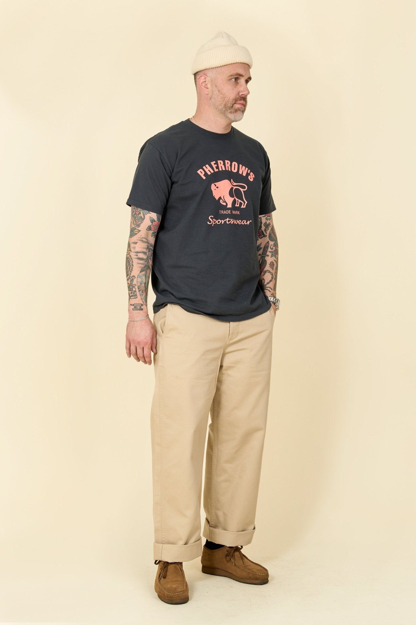 Pherrow's Classic Buffalo Print T-Shirt - Sulphur Black - Pherrow's - URAHARA