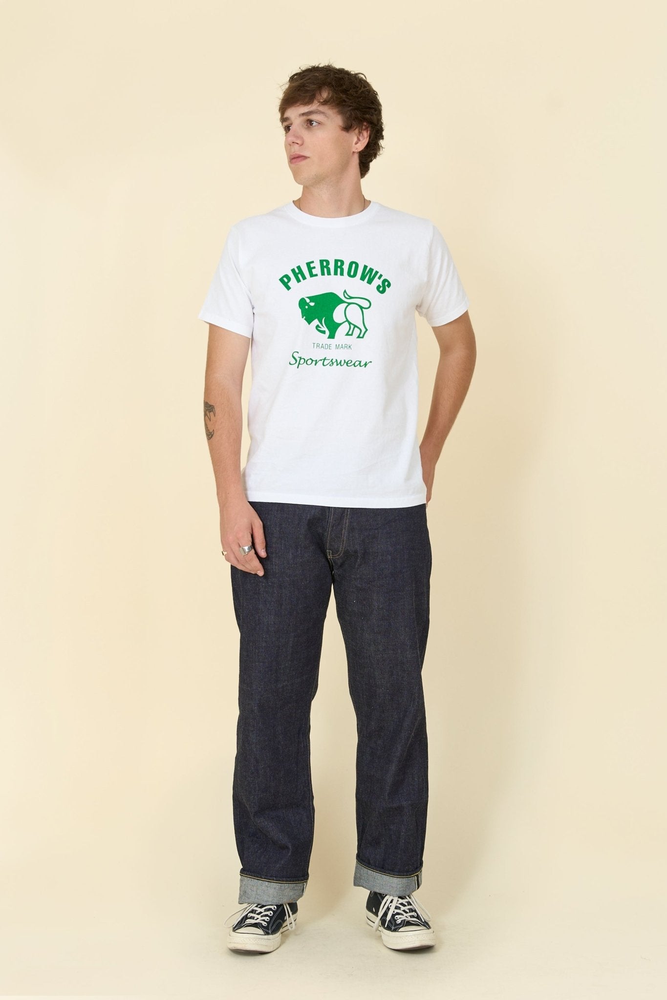 Pherrow's Classic Buffalo Print T-Shirt - White - Pherrow's - URAHARA