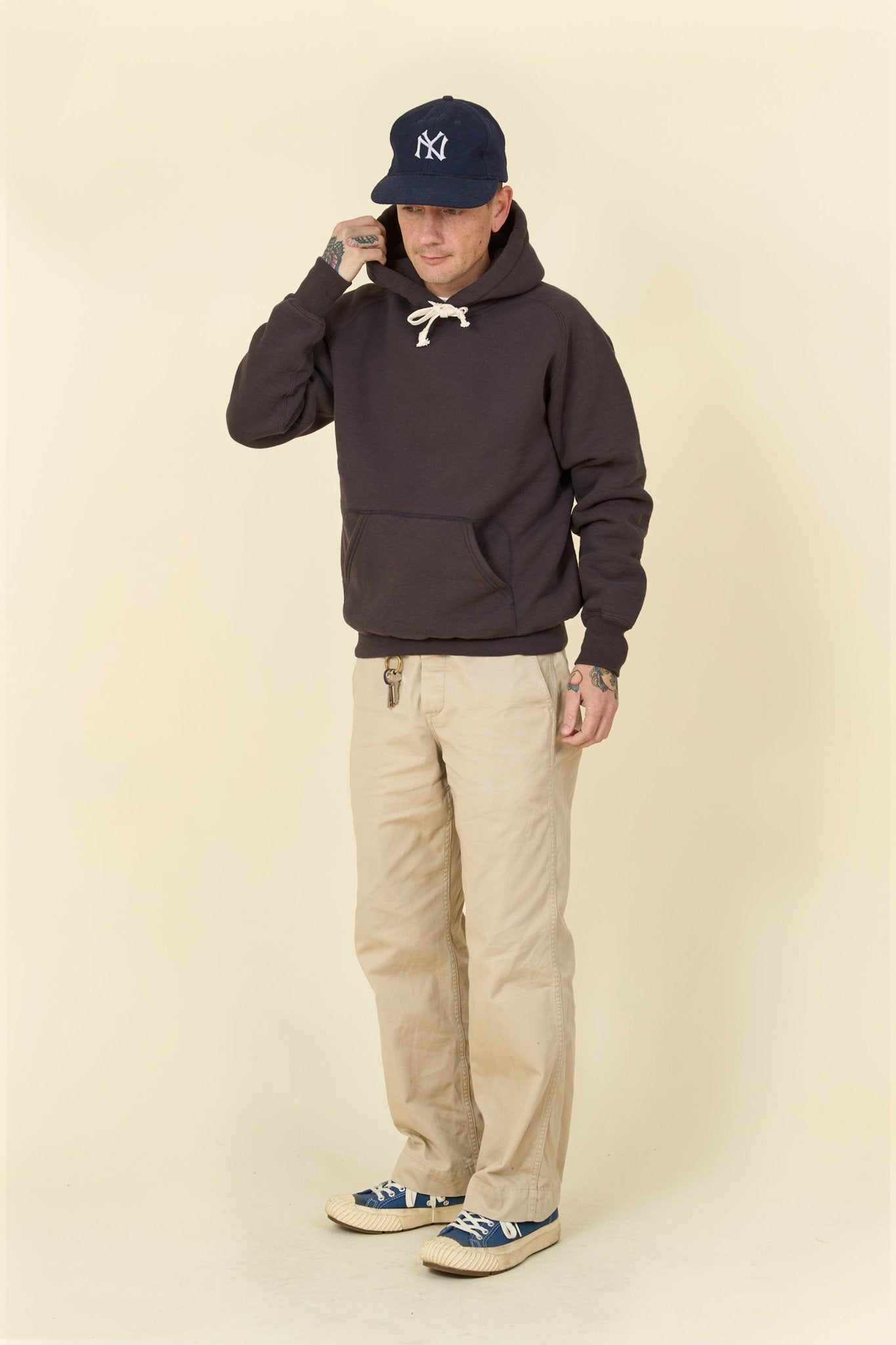 Pherrow's Loopwheel Hooded Raglan Sweatshirt - Sulphur Black - Pherrow's - URAHARA