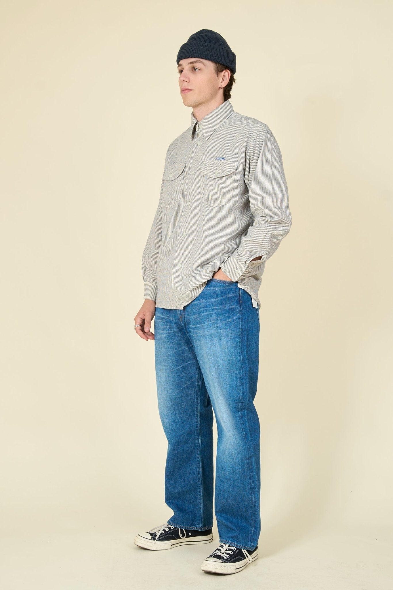 Radiall Wheels L/S Work Shirt - Hickory Stripe - Radiall - URAHARA