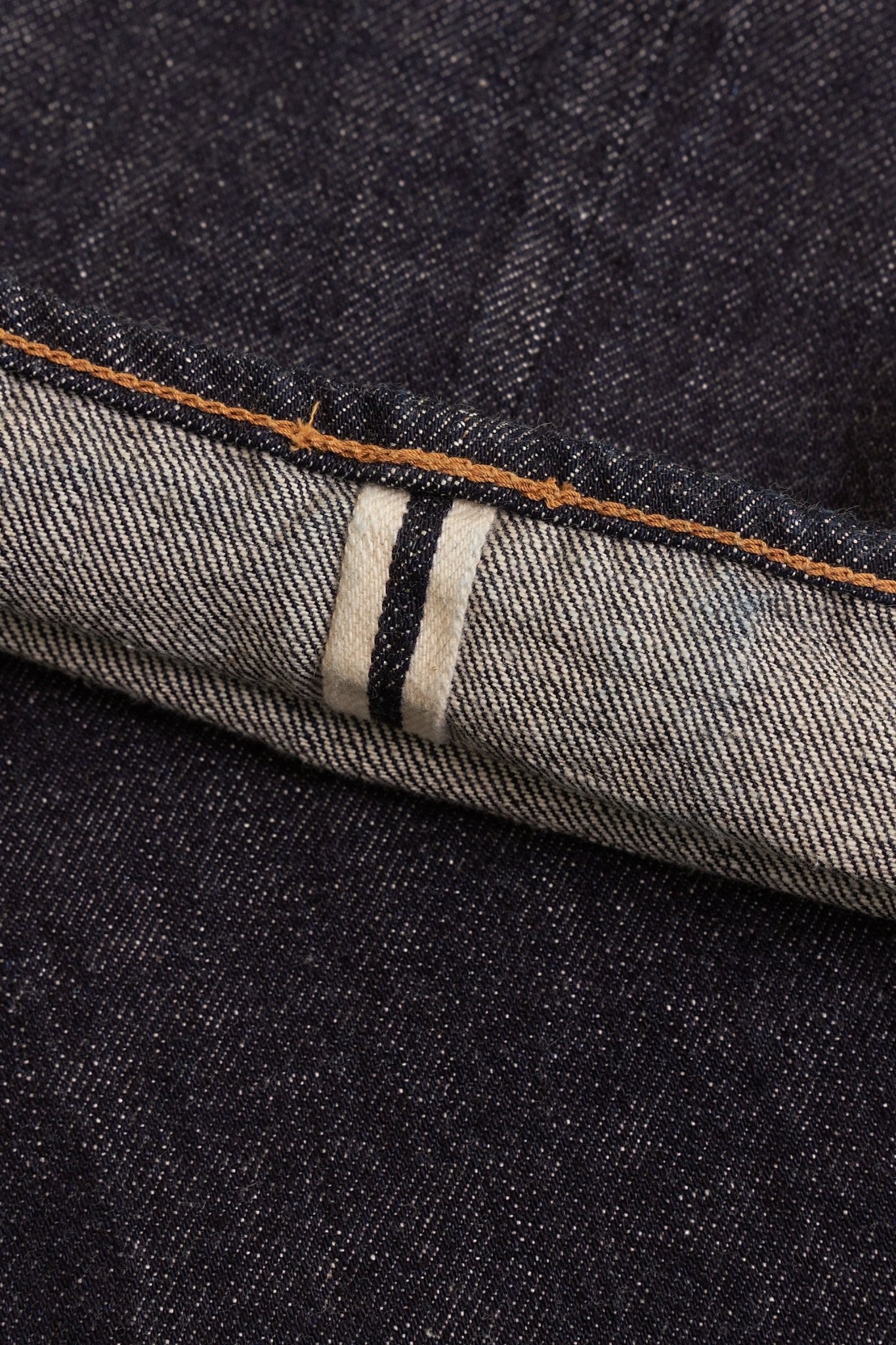TCB 20’s Jeans – white selvedge ID detail at hem with chain-stitch finish.