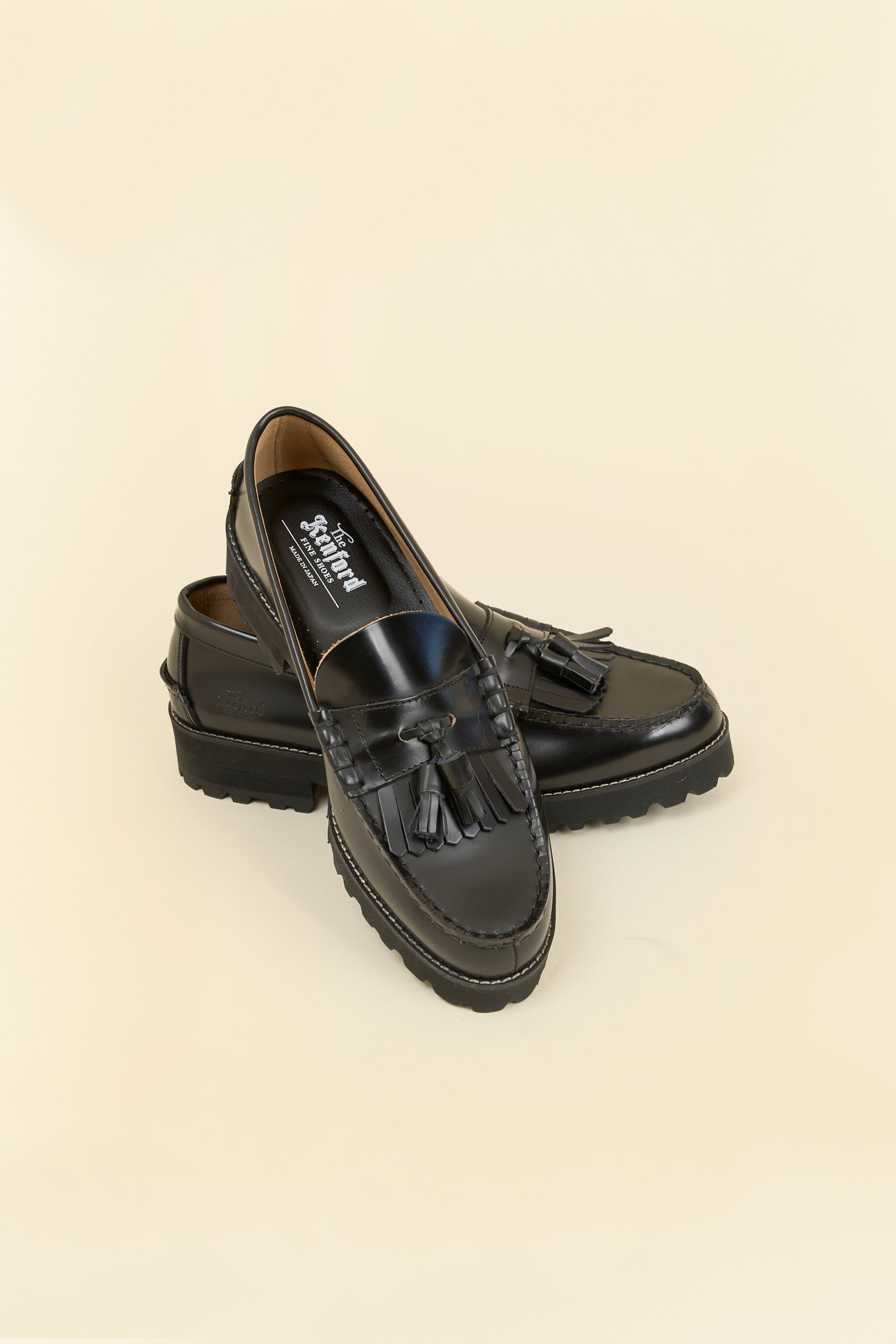 Kenford Shoes Tank Sole Quilt Tassel Loafer - Black