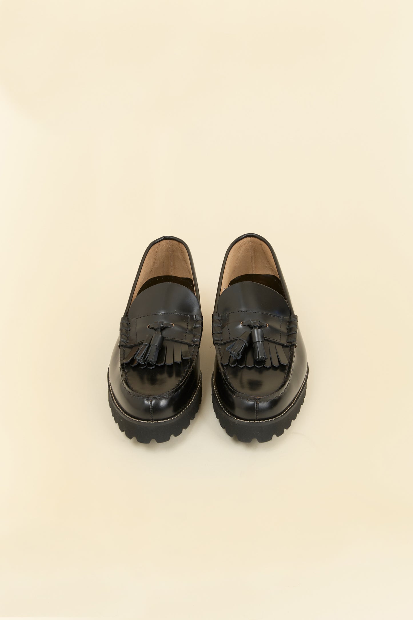 Kenford Shoes Tank Sole Quilt Tassel Loafer - Black