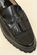 Kenford Shoes Tank Sole Quilt Tassel Loafer - Black