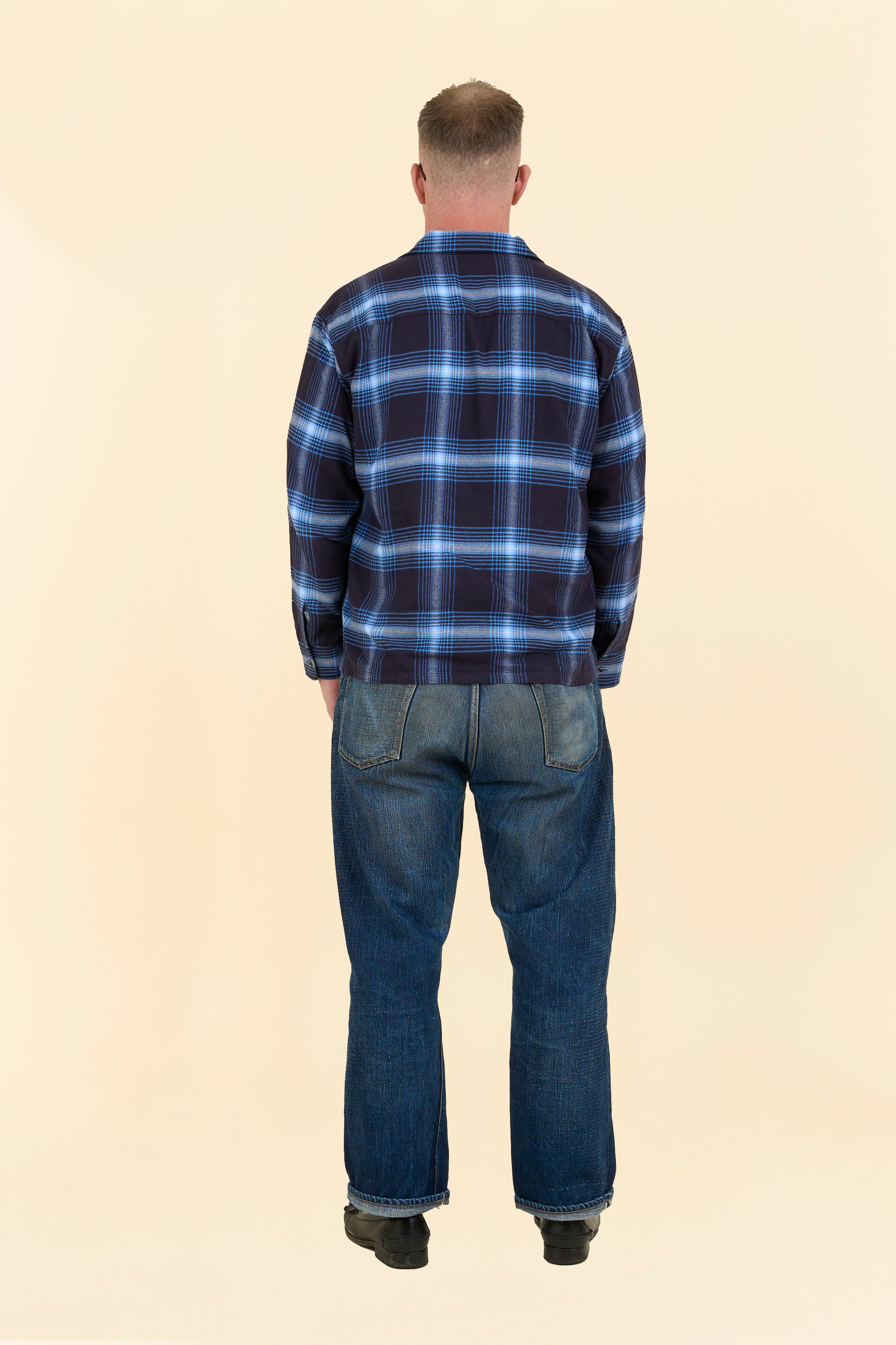 Rats Cotton Rayon Check Shirt - Navy