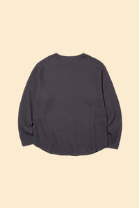 Radiall Big Waffle Boat Neck Long Sleeve T-Shirt - Steel Grey