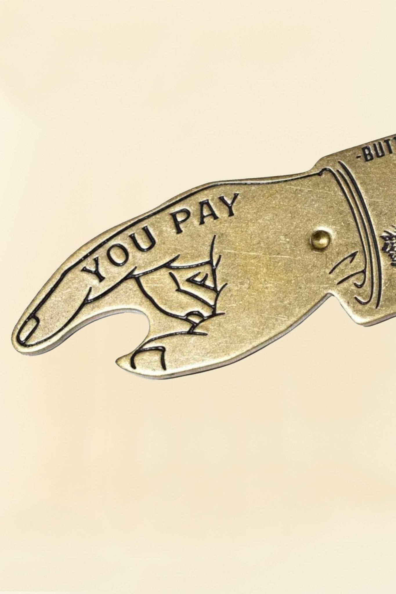 Button Works 'You Pay' Spinner Bottle Opener -Button Works - URAHARA