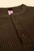 UES Big Waffle Henley Neck Thermal- Brown