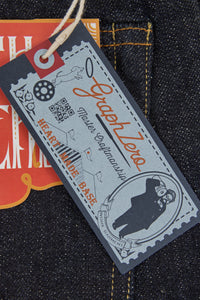Graph Zero Heritage Denim - 13oz product tag showcasing craftsmanship and details.