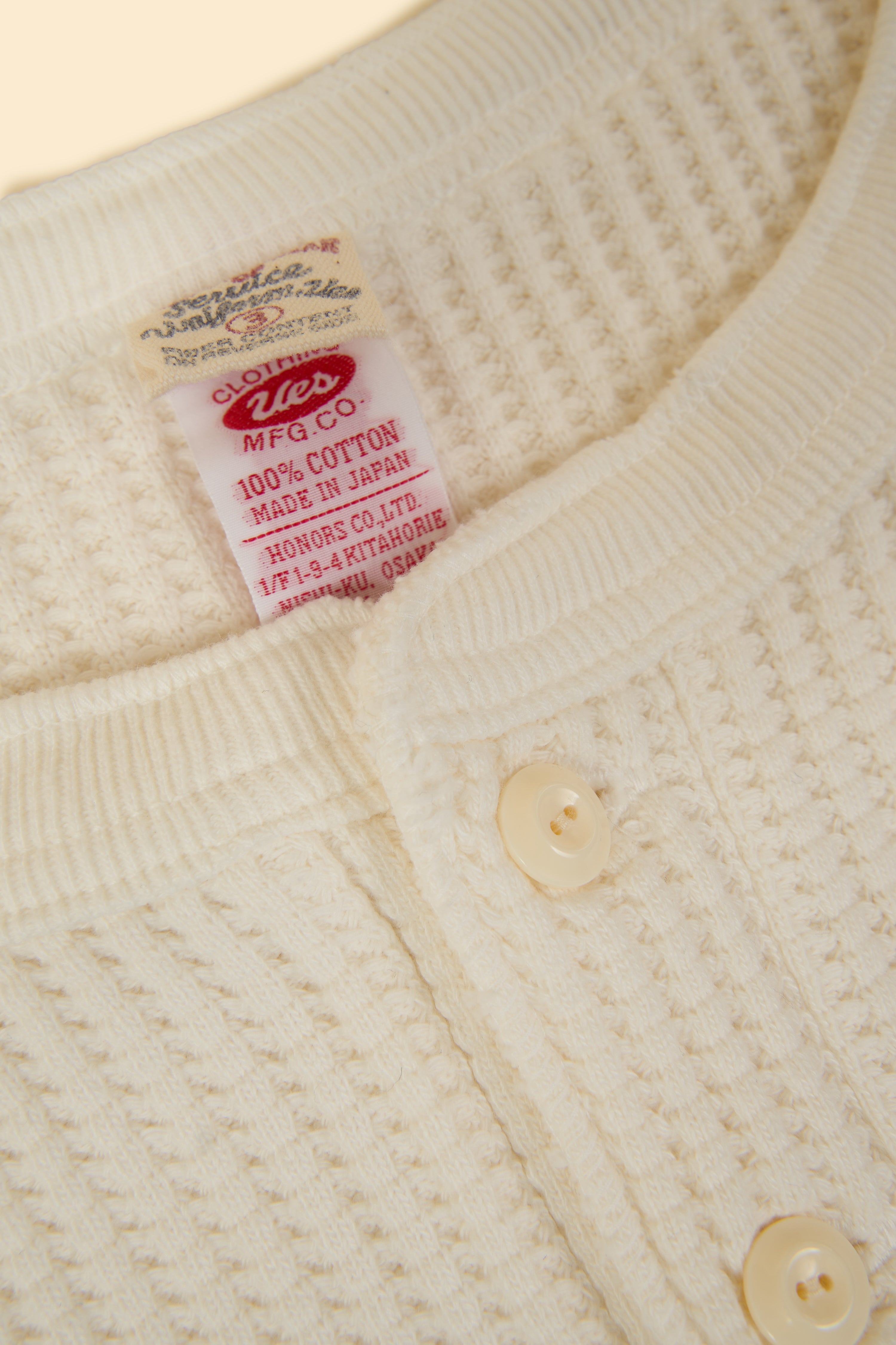 UES Big Waffle Henley Neck Thermal - Off White