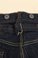 Graph Zero Heritage Denim - 13oz close-up of metal button fly and cinch-back closure.