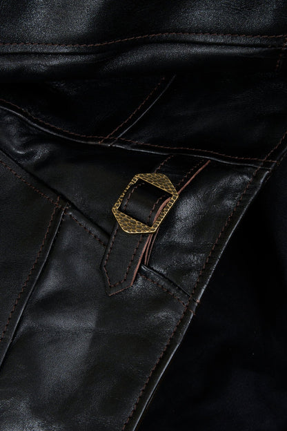 Double Helix 1920s Horsehide Jacket brass cinch buckle waist adjuster detail