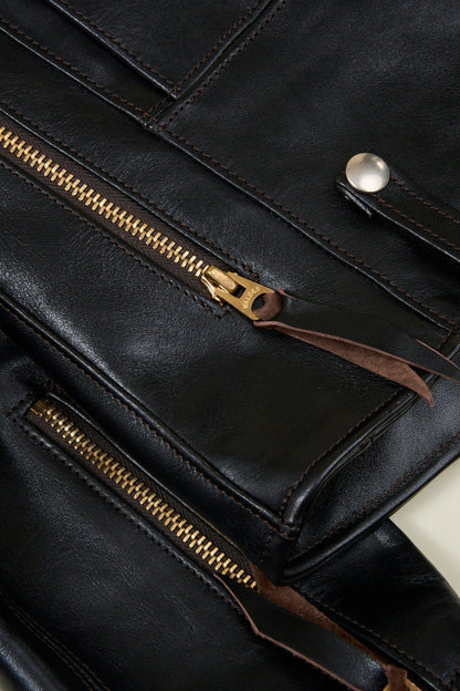 Double Helix 'Innovator' Horsehide Leather Jacket - Black - Double Helix - URAHARA