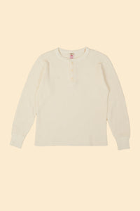UES Big Waffle Henley Neck Thermal - Off White