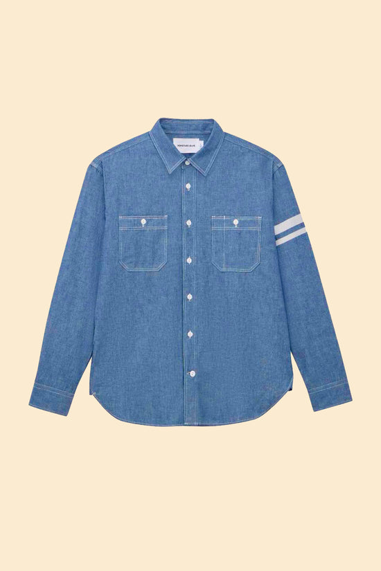 MOMOTARO JEANS Triple Stitch Chambray Shirt - Two Stripes