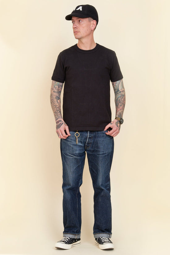 Iron Heart 11oz Cotton Knit Crew Neck T-Shirt - Black