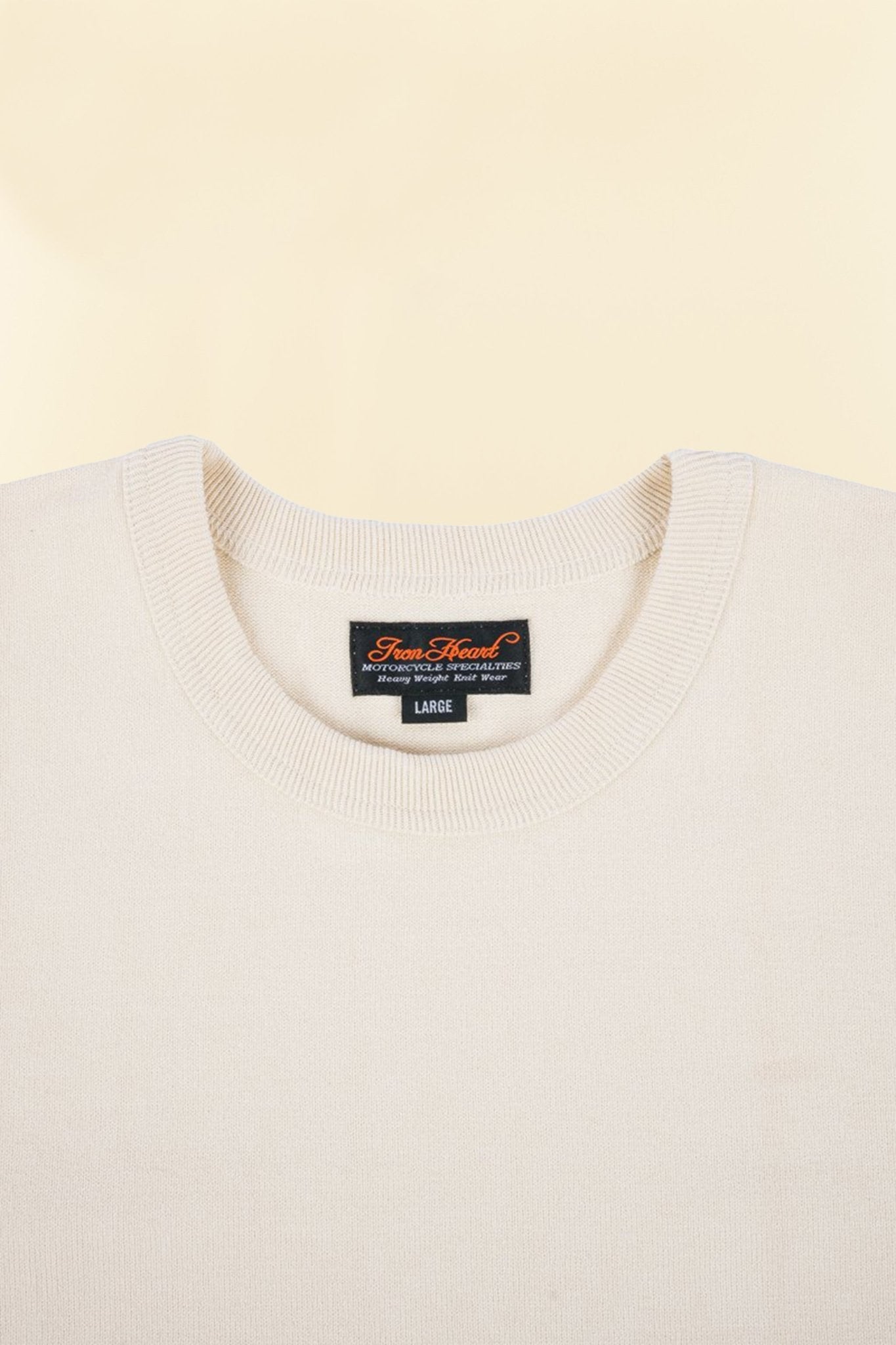 Iron Heart 11oz Cotton Knit Crew Neck T-Shirt - Cream - Iron Heart - URAHARA