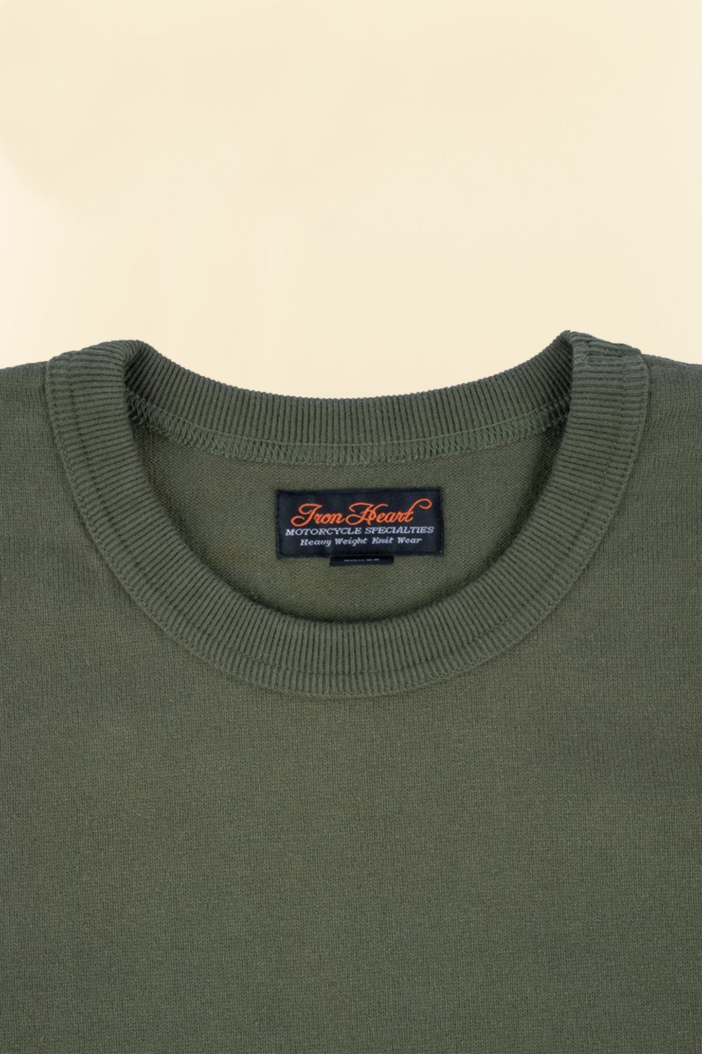 Iron Heart 11oz Cotton Knit Crew Neck T-Shirt - Olive - Iron Heart - URAHARA