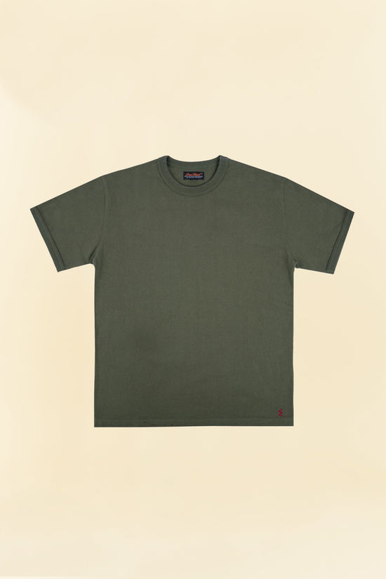 Iron Heart 11oz Cotton Knit Crew Neck T-Shirt - Olive
