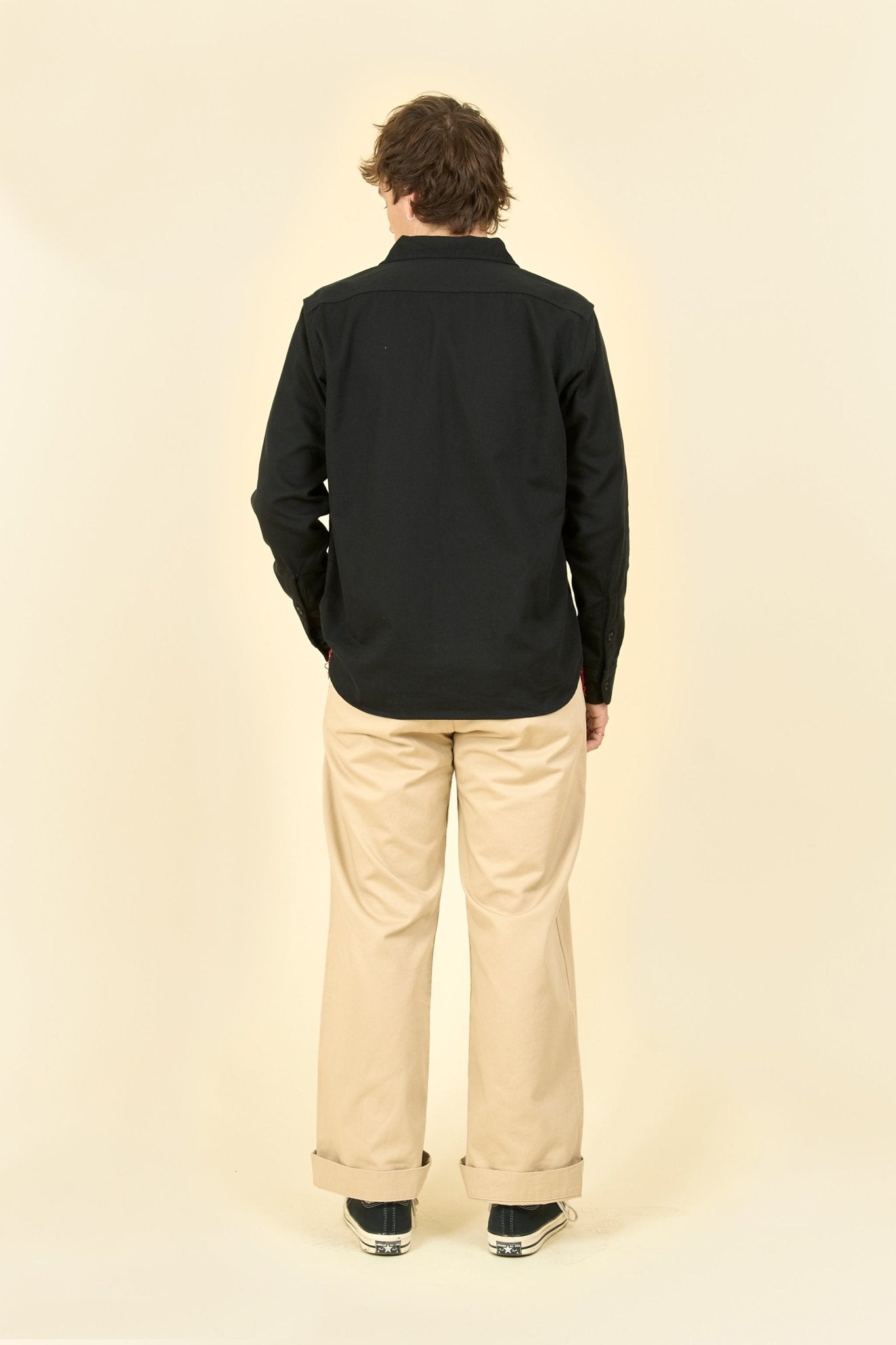 Iron Heart 9oz Cotton Linen Work Shirt - Black - Iron Heart - URAHARA