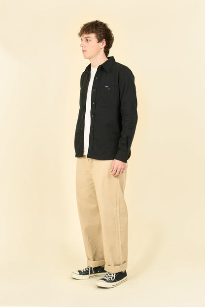 Iron Heart 9oz Cotton Linen Work Shirt - Black - Iron Heart - URAHARA