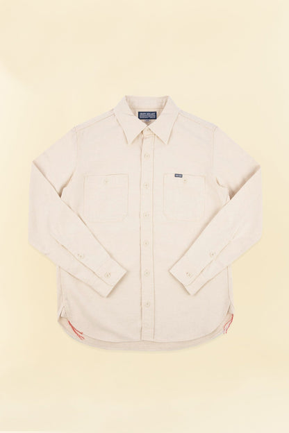 Iron Heart 9oz Cotton Linen Work Shirt - Off White - Iron Heart - URAHARA