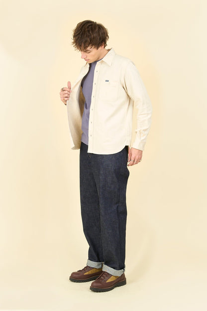 Iron Heart 9oz Cotton Linen Work Shirt - Off White - Iron Heart - URAHARA