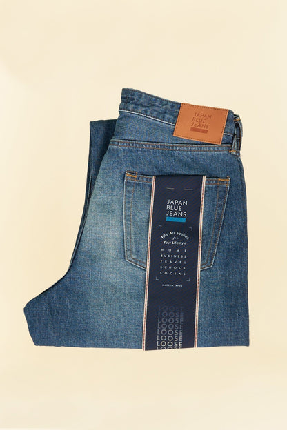 Japan Blue J504 Africa Loose Fit Mid Wash Selvedge Denim - 12.5oz -Japan Blue - URAHARA