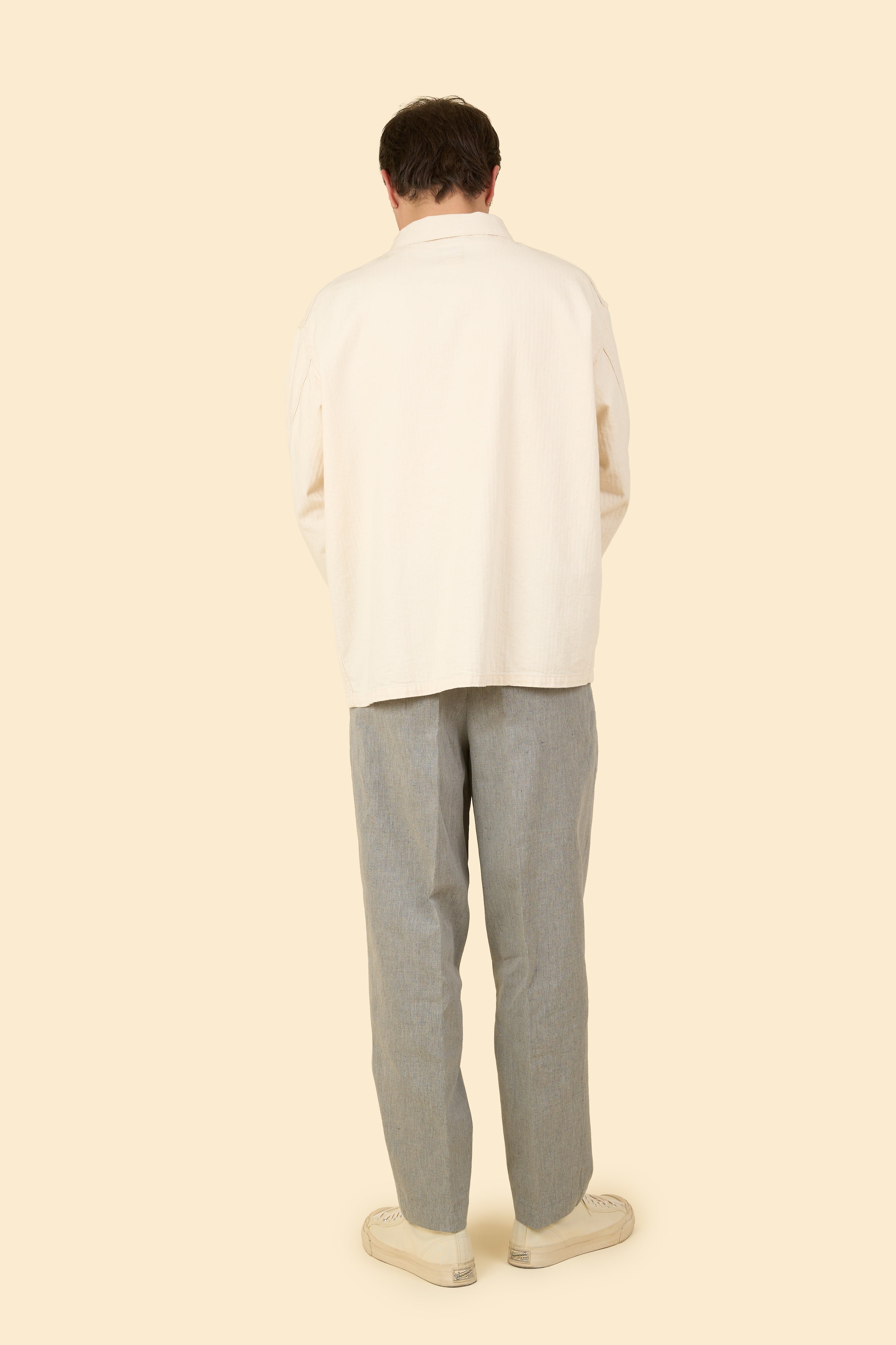Wearmasters Double Tuck Pants - Cotton Linen Chambray Grey
