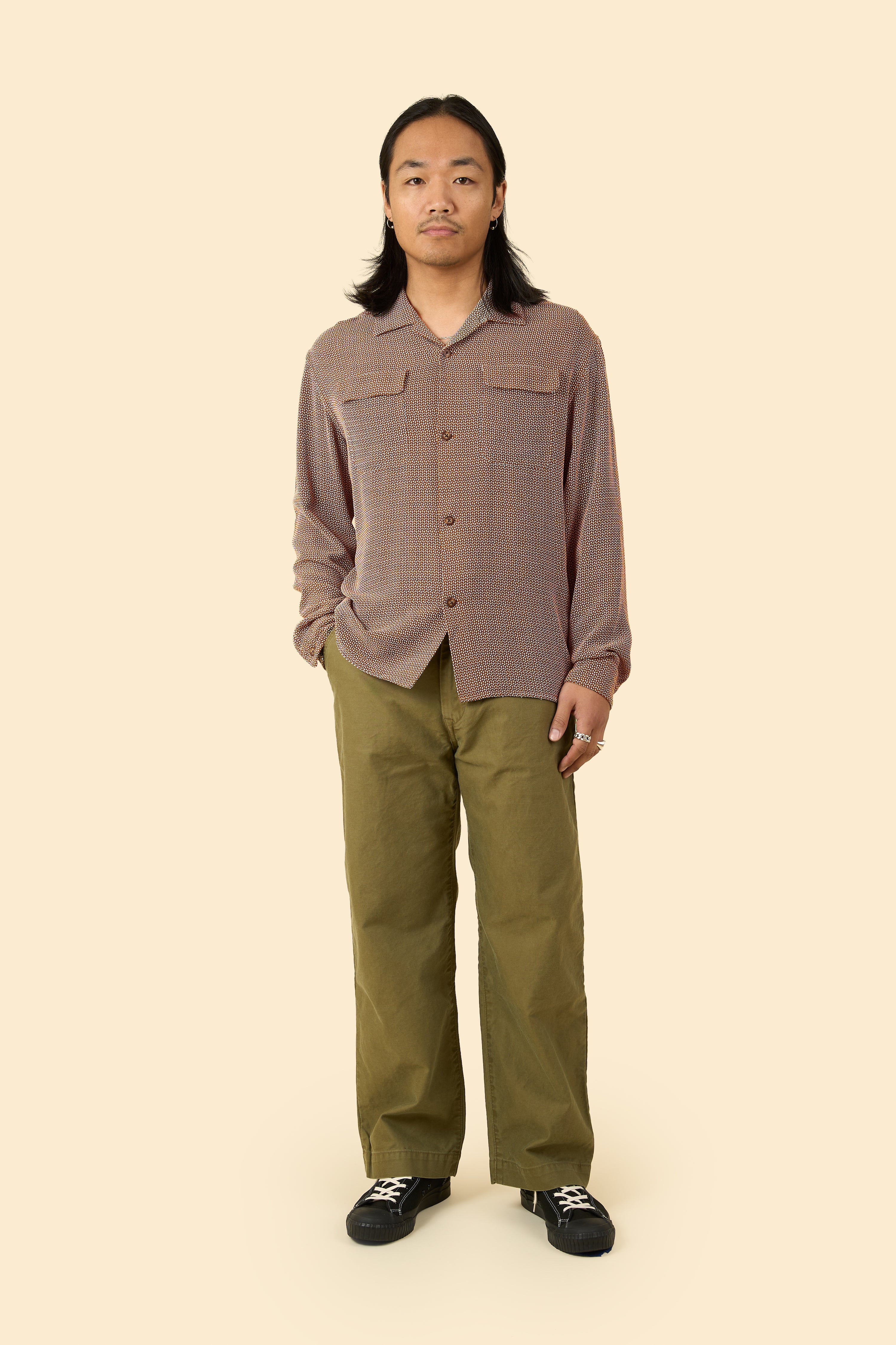 RATS Sashiko Dobby Shirt - Brown