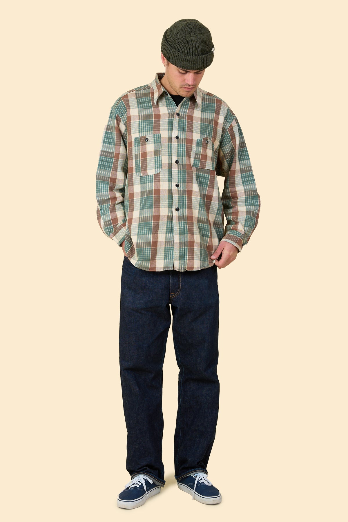 BOW WOW Repaired Mountain Pocket Flannel Shirt