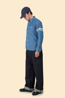 MOMOTARO JEANS Triple Stitch Chambray Shirt - Two Stripes
