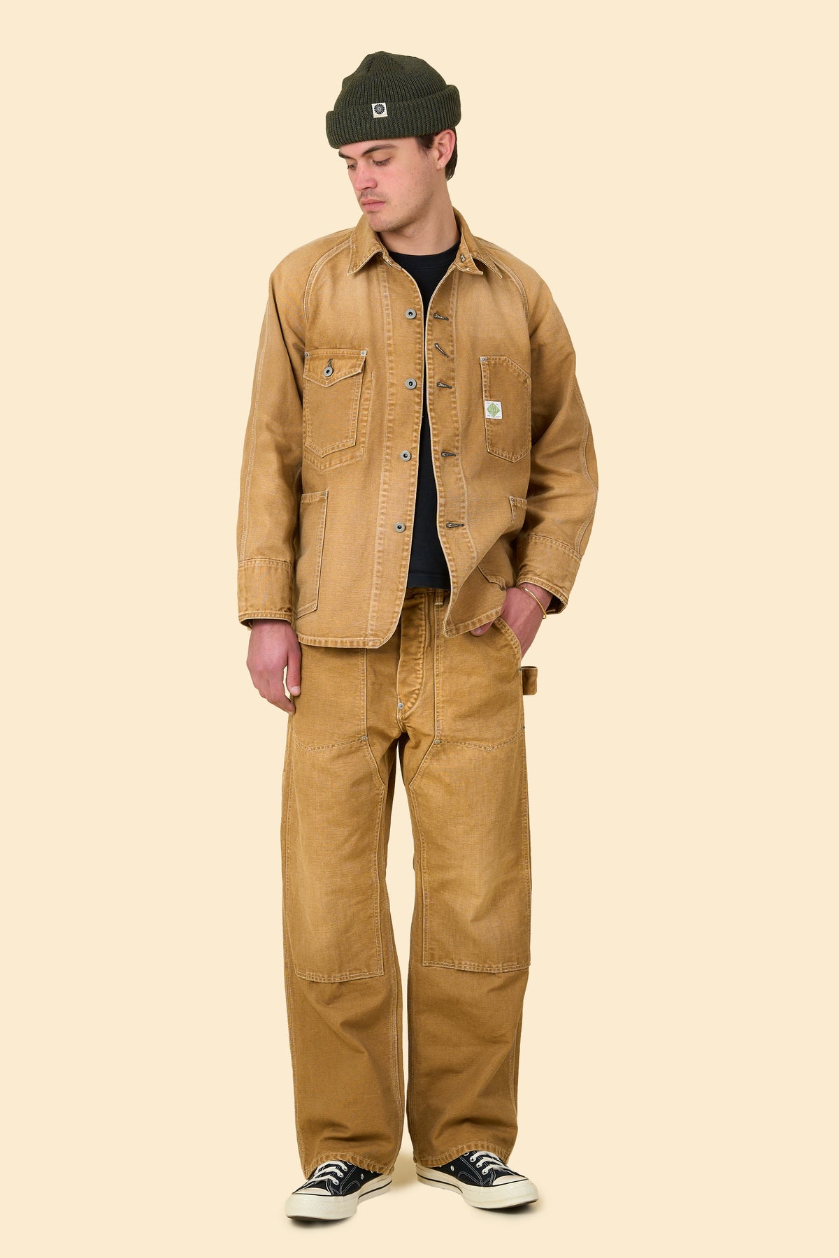 POST O'ALLS W-Knee Dungaree - Brown Vintage Canvas