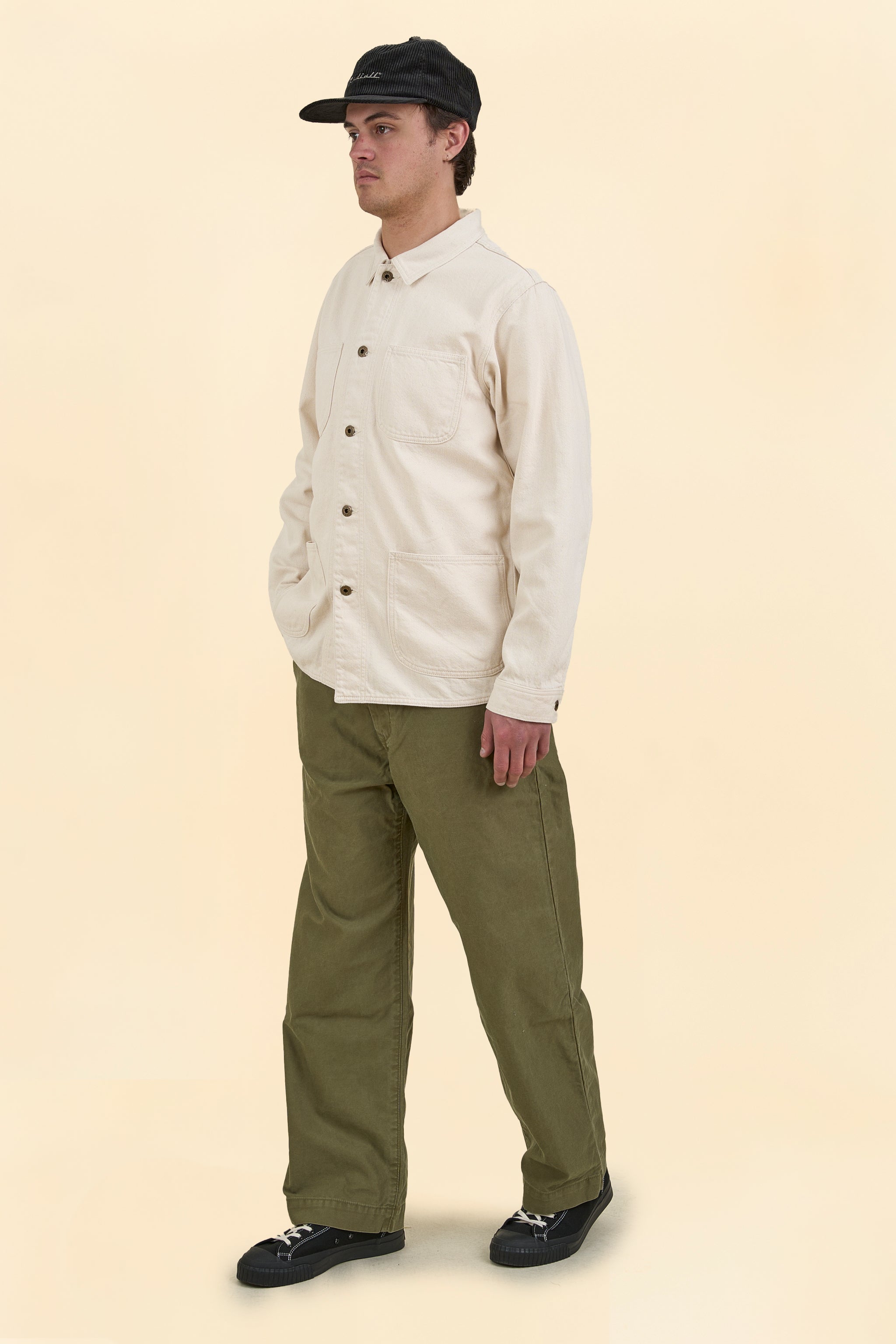 Japan Blue Organic Drill Coverall Jacket - Natural