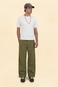 Japan Blue Wide Fit Trousers - Olive Drab