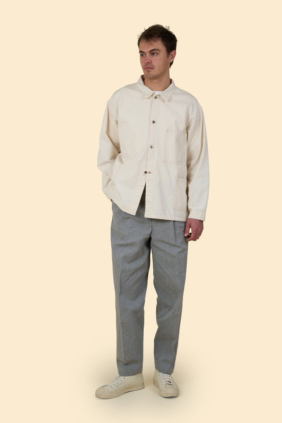 Wearmasters Double Tuck Pants - Cotton Linen Chambray Grey