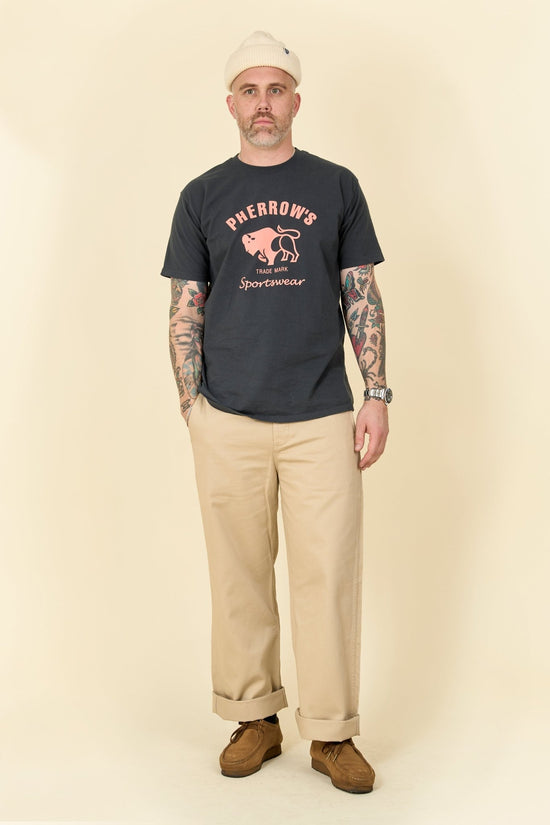 Pherrow's Classic Buffalo Print T-Shirt - Sulphur Black