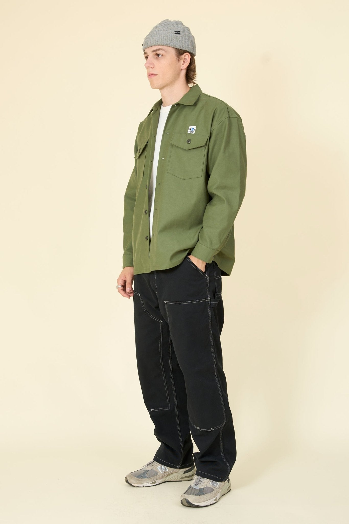 Radiall Hammond Open Collared L/S Shirt - Military Green - Radiall - URAHARA