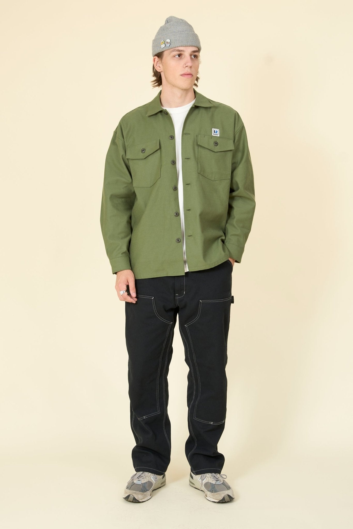 Radiall Hammond Open Collared L/S Shirt - Military Green - Radiall - URAHARA