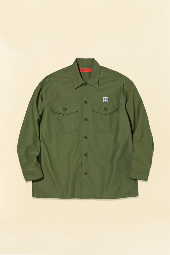 Radiall Hammond Open Collared L/S Shirt - Military Green