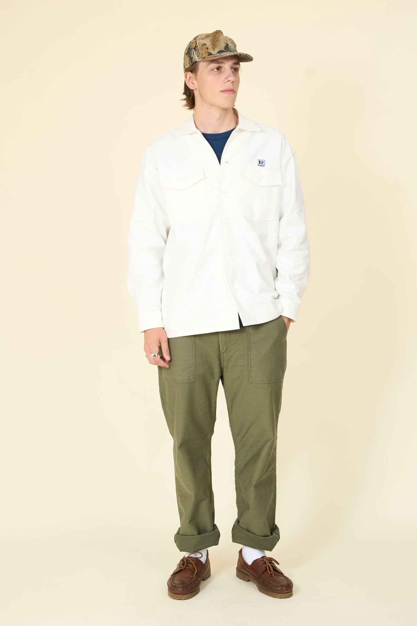 Radiall Hammond Open Collared L/S Shirt - Off White - Radiall - URAHARA