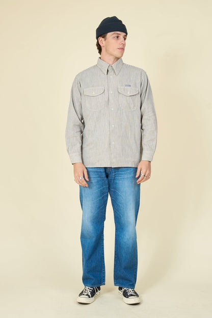 Radiall Wheels L/S Work Shirt - Hickory Stripe - Radiall - URAHARA